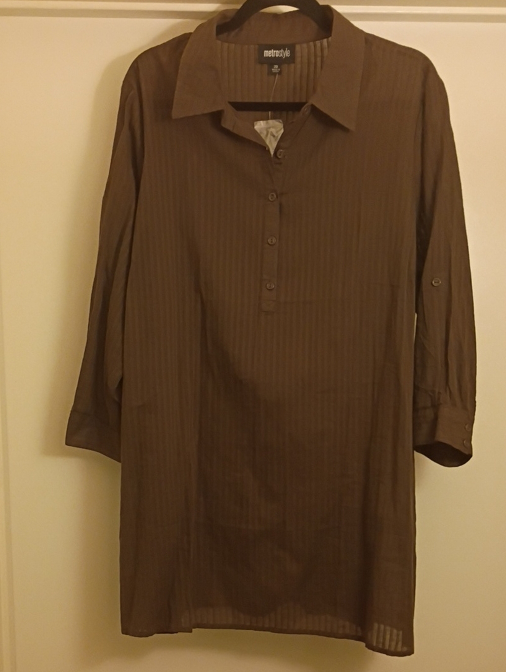 metrostyle Womenās Brown Striped Tunic Shirt